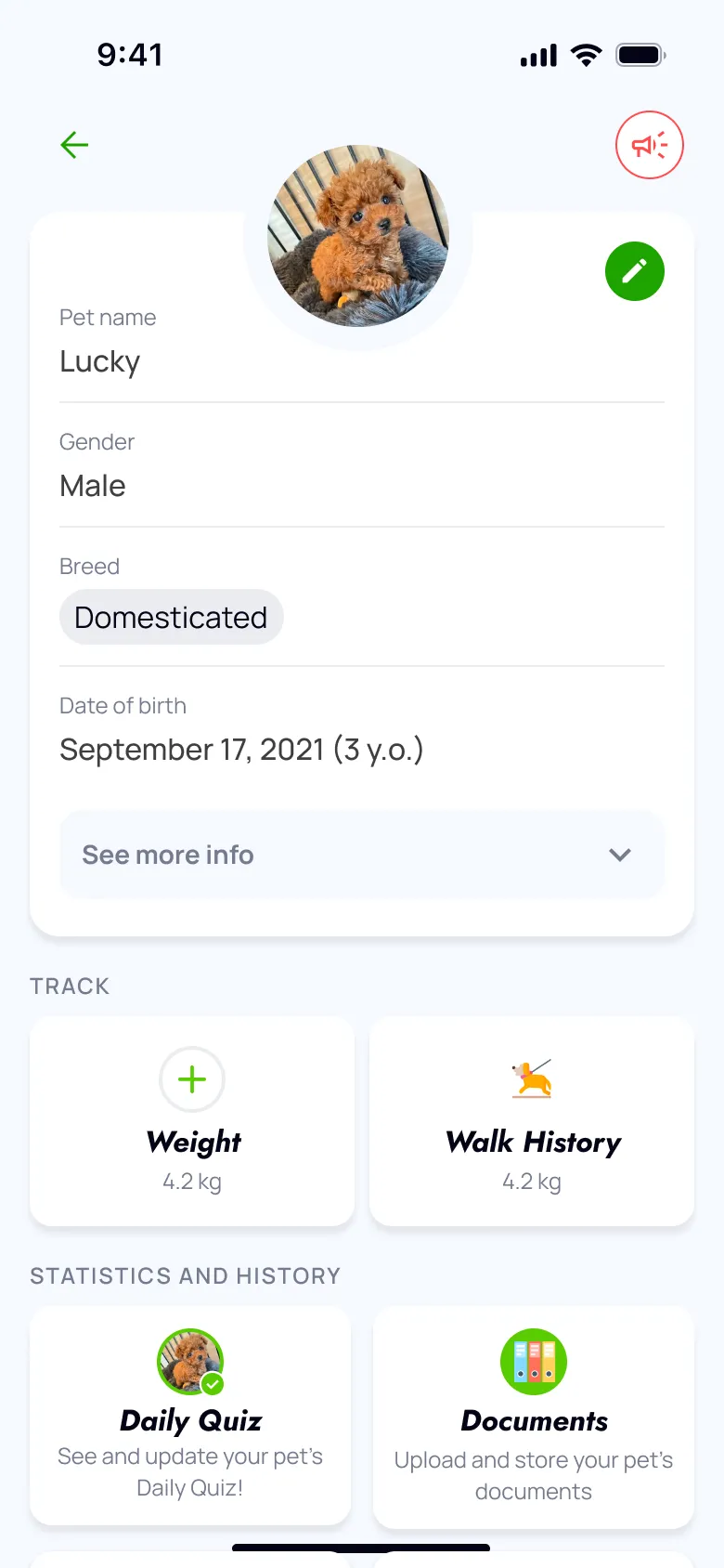Flok pet records screen with vaccination history